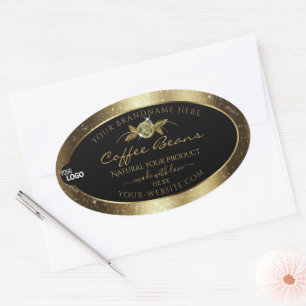 Luxury Golden Glitter Black Product Label Add Logo