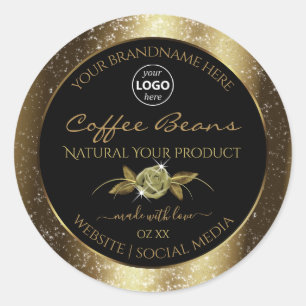 Luxury Golden Glitter Black Product Label Add Logo