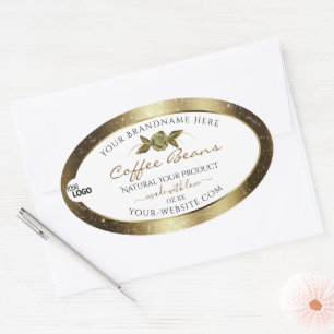Luxury Golden Glitter White Product Label Add Logo