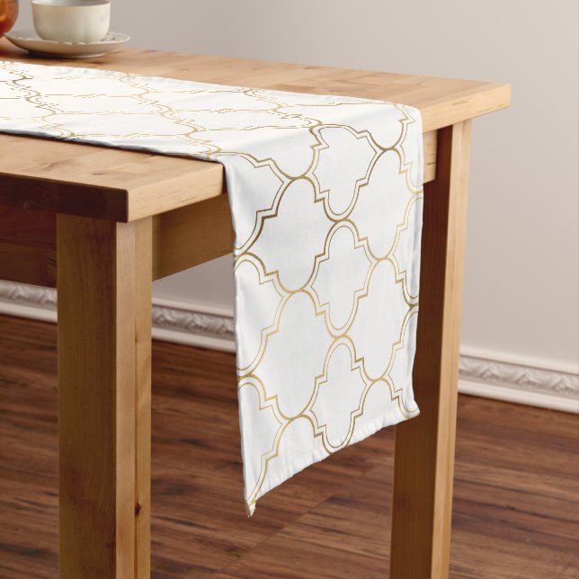 Luxury Golden Islamic Geometric Pattern Motifs Medium Table Runner (In Situ)