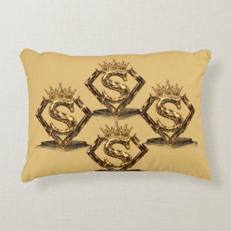 Luxury Golden Letter S Crown Diamond Monogram Accent Pillow