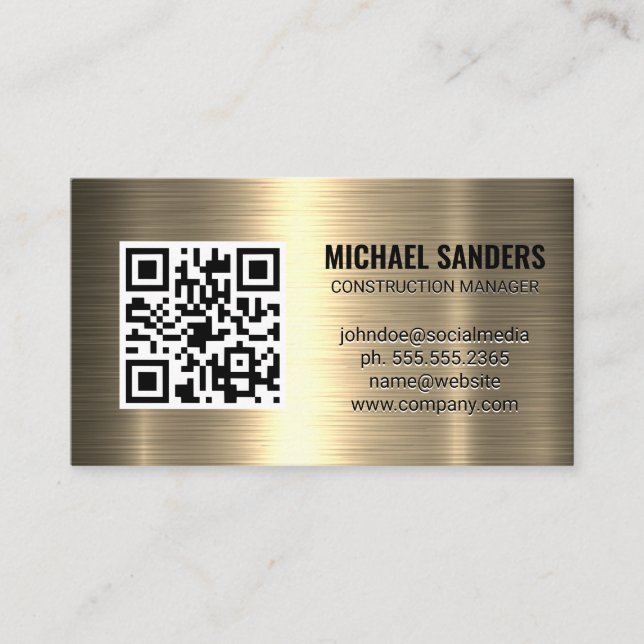 Luxury | Golden Metallic Brushed  Business Card (Front)