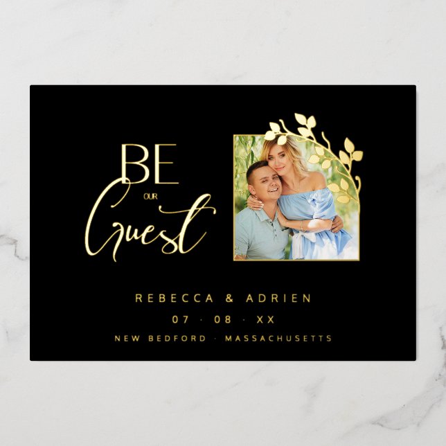 Luxury Golden Minimalist Branches Chic Photo (Front)