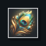 Luxury Golden Peacock Feather - Elegant Emerald an Canvas Print<br><div class="desc">A stunningly detailed abstract representation of a peacock feather, blending rich emerald greens, vibrant teals, and shimmering gold. The intricate fiber-like textures and floating golden spheres create a sense of royal elegance and magical depth against a dark, moody background. Perfect for sophisticated living rooms, luxury hotel decor, or as a...</div>