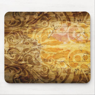 LUXURY GOLDEN SCROLL PATTERN VINTAGE SWIRLS DIGITA MOUSE PAD