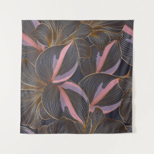 Luxury golden seamless floral background with trop tapestry