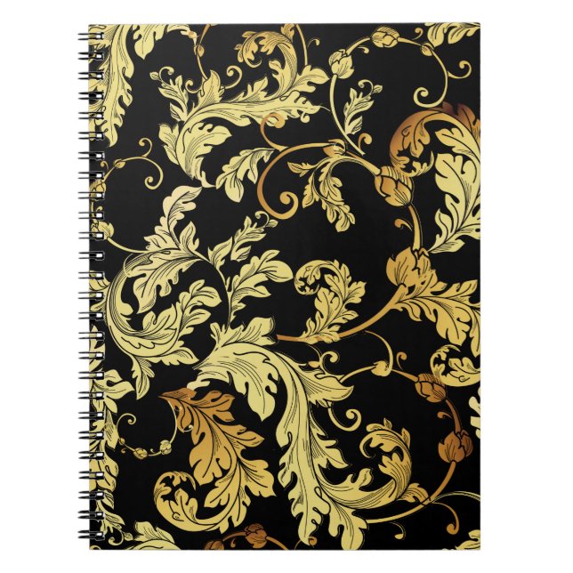 Luxury golden seamless pattern. Floral backgroundp Notebook (Front)