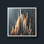 Luxury Golden Vertical Pillars - Modern Geometric  Canvas Print<br><div class="desc">A powerful contemporary abstract featuring a dense arrangement of vertical golden and steel-blue pillars of varying heights. The composition is accented by delicate metallic droplets falling from above, creating a sophisticated 3D architectural effect against a dark, matte background. Ideal for executive boardrooms, luxury modern offices, or as a bold focal...</div>
