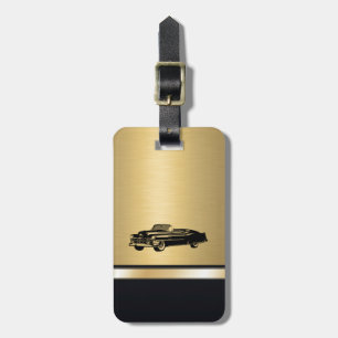 luxury golden  vintage classy old car personalized luggage tag
