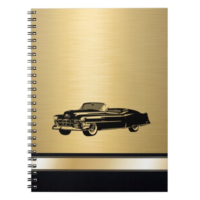luxury golden  vintage classy old car personalized notebook (Front)