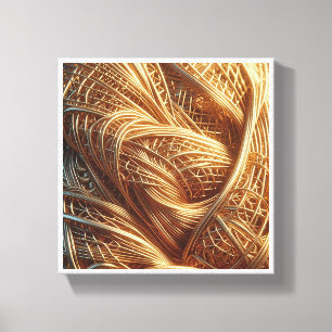 Luxury Golden Wire Mesh - Intricate Metallic Weave Canvas Print