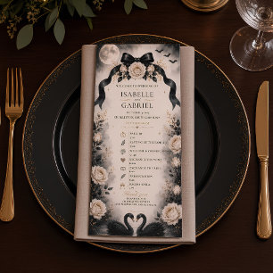 Luxury Gothic Black Bow Wedding Program   Moonlit 