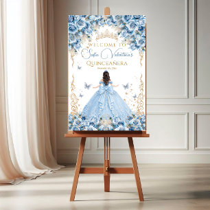 Luxury Gown Baby Blue Gold Fairytale Bow Welcome Poster