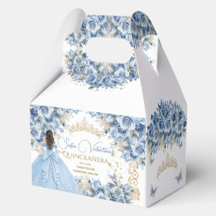 Luxury Gown Baby Blue Gold Princess Butterfly Favor Box
