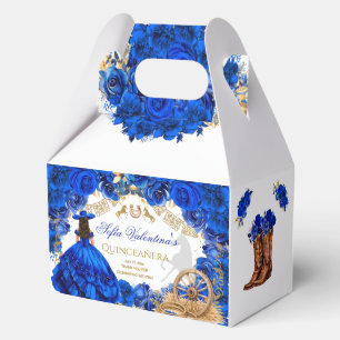 Luxury Gown Royal Blue Western Quinceañera Favor Box