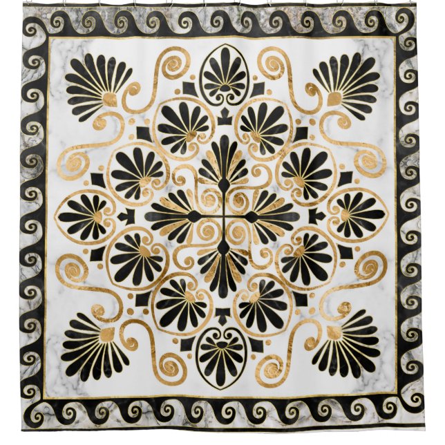 Luxury Greek Ornament Black and White Marble (Front)