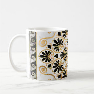 Luxury Greek Ornament Black and White Marble Coffee Mug
