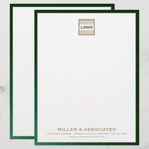 Luxury Green and Gold Letterhead with Custom Logo