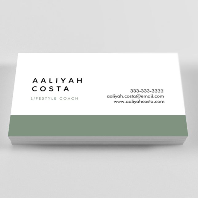 Luxury Green and White Lifestyle Coach Business Card (Creator Uploaded)