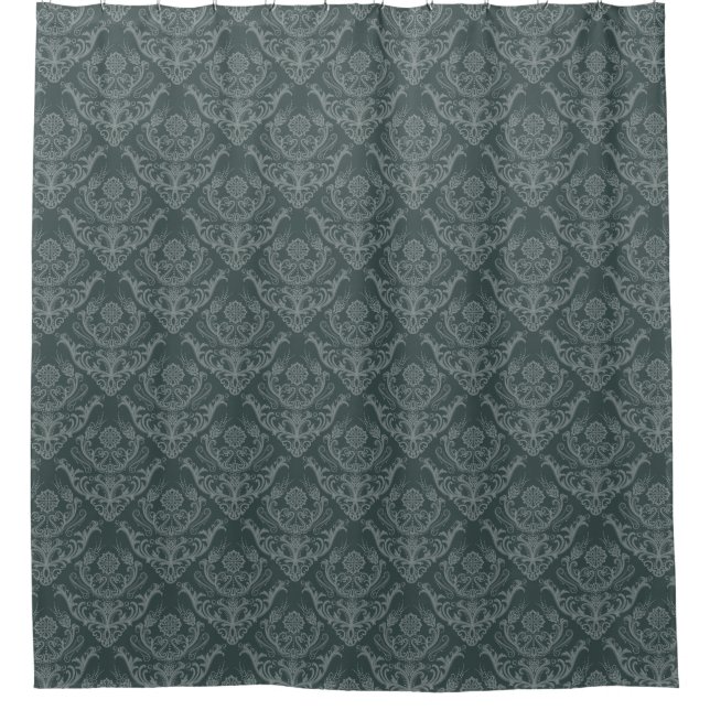 Luxury green floral damask wallpaper (Front)