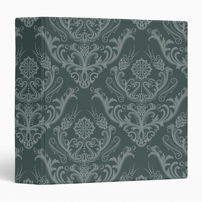 Luxury green floral damask wallpaper binder (Front/Spine)