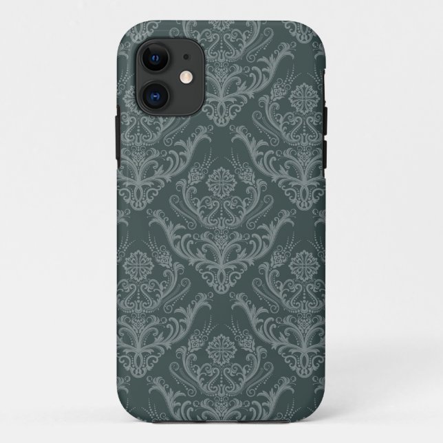 Luxury green floral damask wallpaper Case-Mate iPhone case (Back)