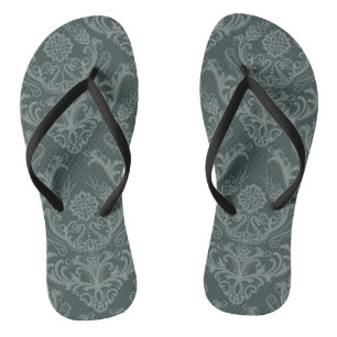 Luxury green floral damask wallpaper flip flops