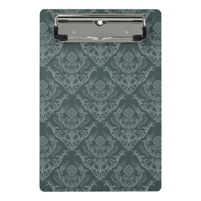 Luxury green floral damask wallpaper mini clipboard (Front)