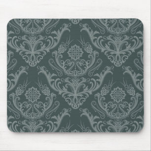 Luxury green floral damask wallpaper mouse pad