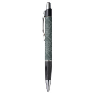 Luxury green floral damask wallpaper pen