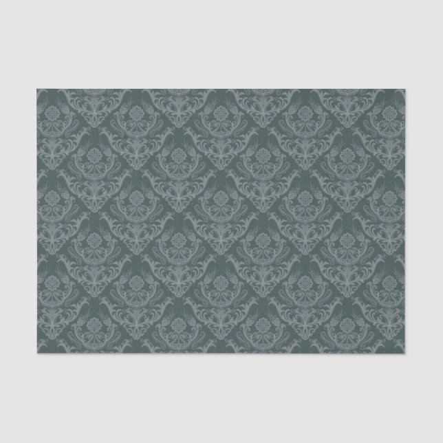 Luxury green floral damask wallpaper tissue paper (Front)