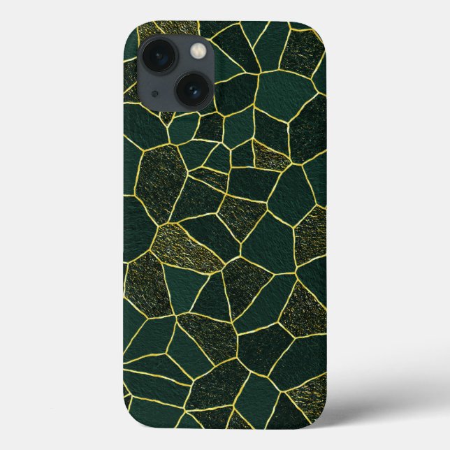 Luxury Green Gold Abstract Chic Textured Pattern Case-Mate iPhone Case (Back)