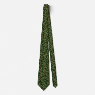 Luxury Green & Gold Christmas Fern Pine & Berry Tie