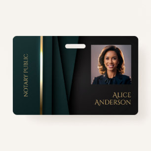 Luxury green gold elegant notary public badge