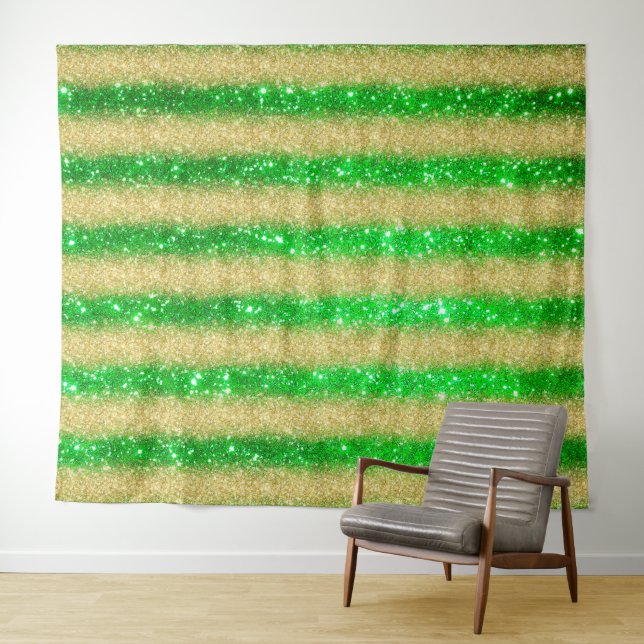 Luxury Green Gold Glitter Tapestry (In Situ (Horizontal))
