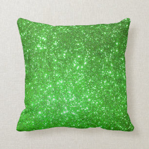 Luxury Green Gold Glitter Throw Pillow