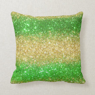 Luxury Green Gold Glitter Throw Pillow