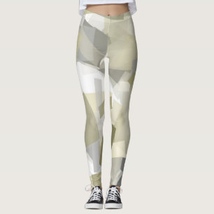 Luxury Green Grey White Watercolor Abstract Art  Leggings