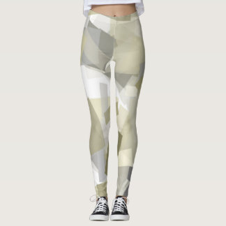 Luxury Green Grey White Watercolor Abstract Art  Leggings