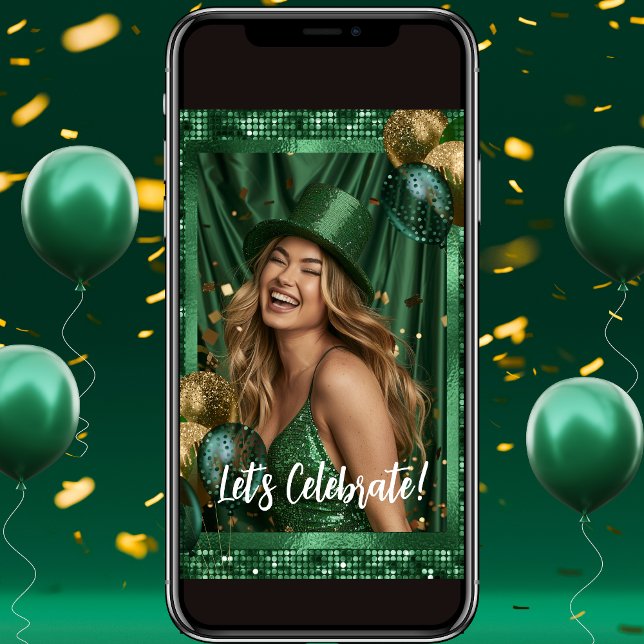 Luxury Green St Patrick's Day Photo Invitation (Creator Uploaded)