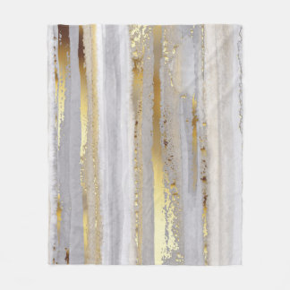 Luxury Grey Gold Watercolor Texture Fleece Blanket