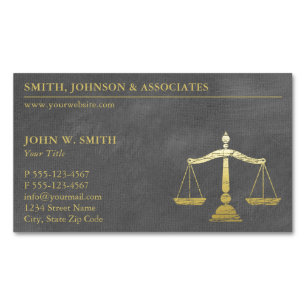 Luxury Grey Lawyer Scales of Justice Gold Look Magnetic Business Card