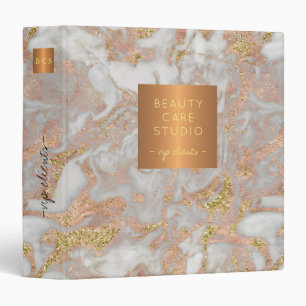 Luxury grey marble rose gold glam beauty salon binder