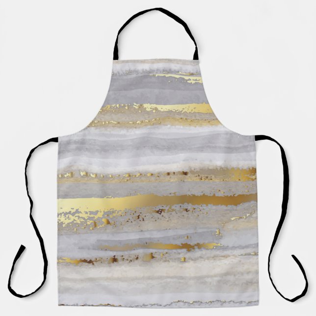 Luxury grey watercolor and gold texture apron (Front)
