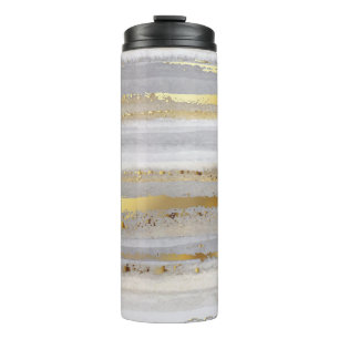 Luxury grey watercolor and gold texture thermal tumbler