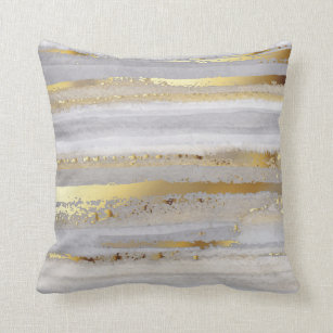 Gray white and best sale gold throw pillows