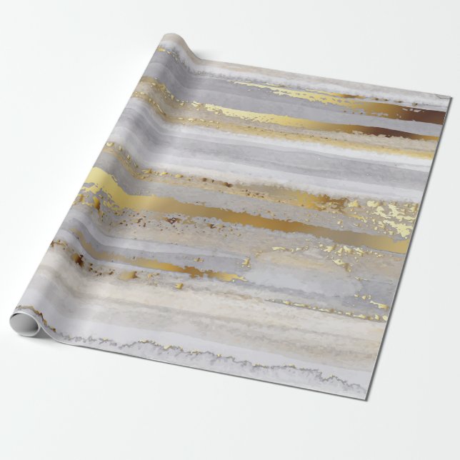 Luxury grey watercolor and gold texture wrapping paper (Unrolled)