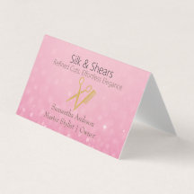 Luxury Hair Studio Business Card with Pink Glitter