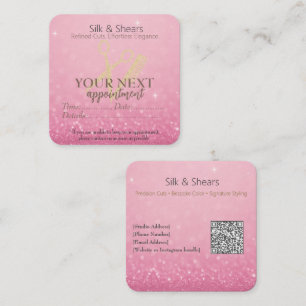 Luxury Hair Studio Pink Glitter and Gold Logo - Loyalty Card