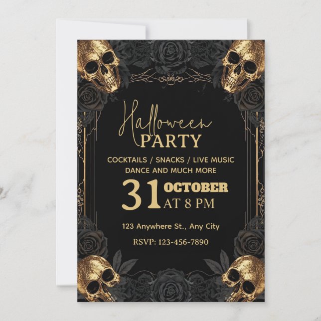 Luxury Halloween Party Invitation - Editable  (Front)